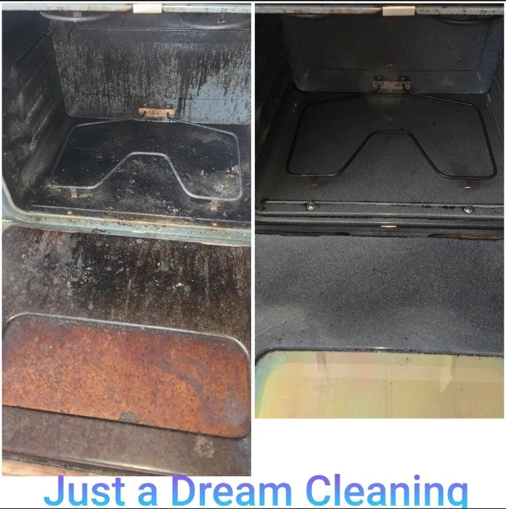 Before and after oven cleaning results